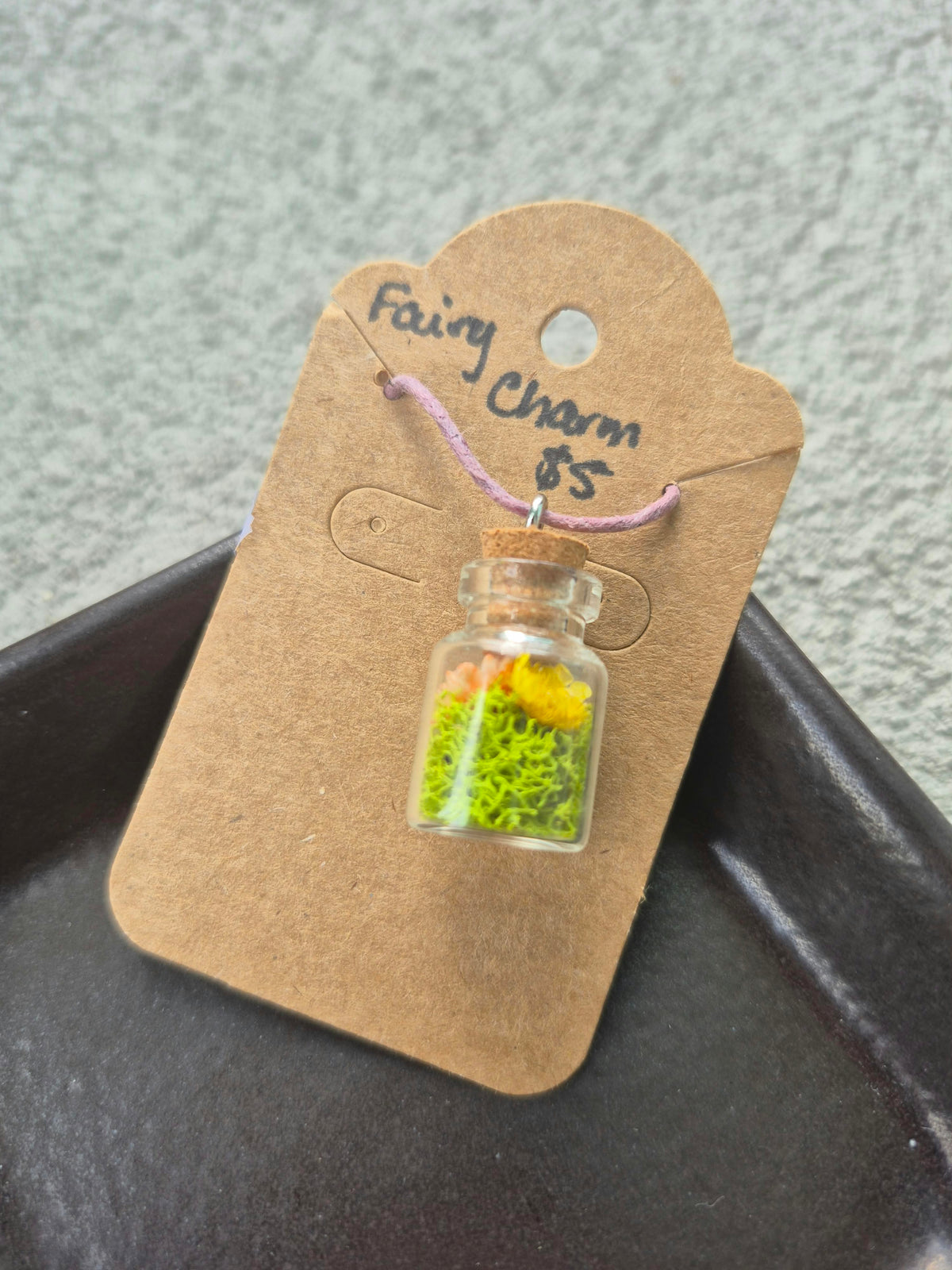 Fairy Charm Necklace- Small Strawflower