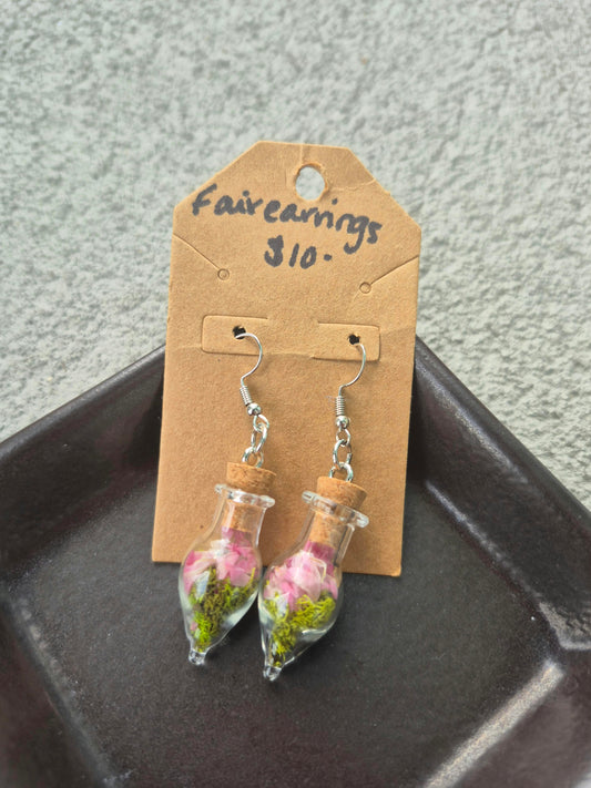 Fairy Earrings- Pink Statice