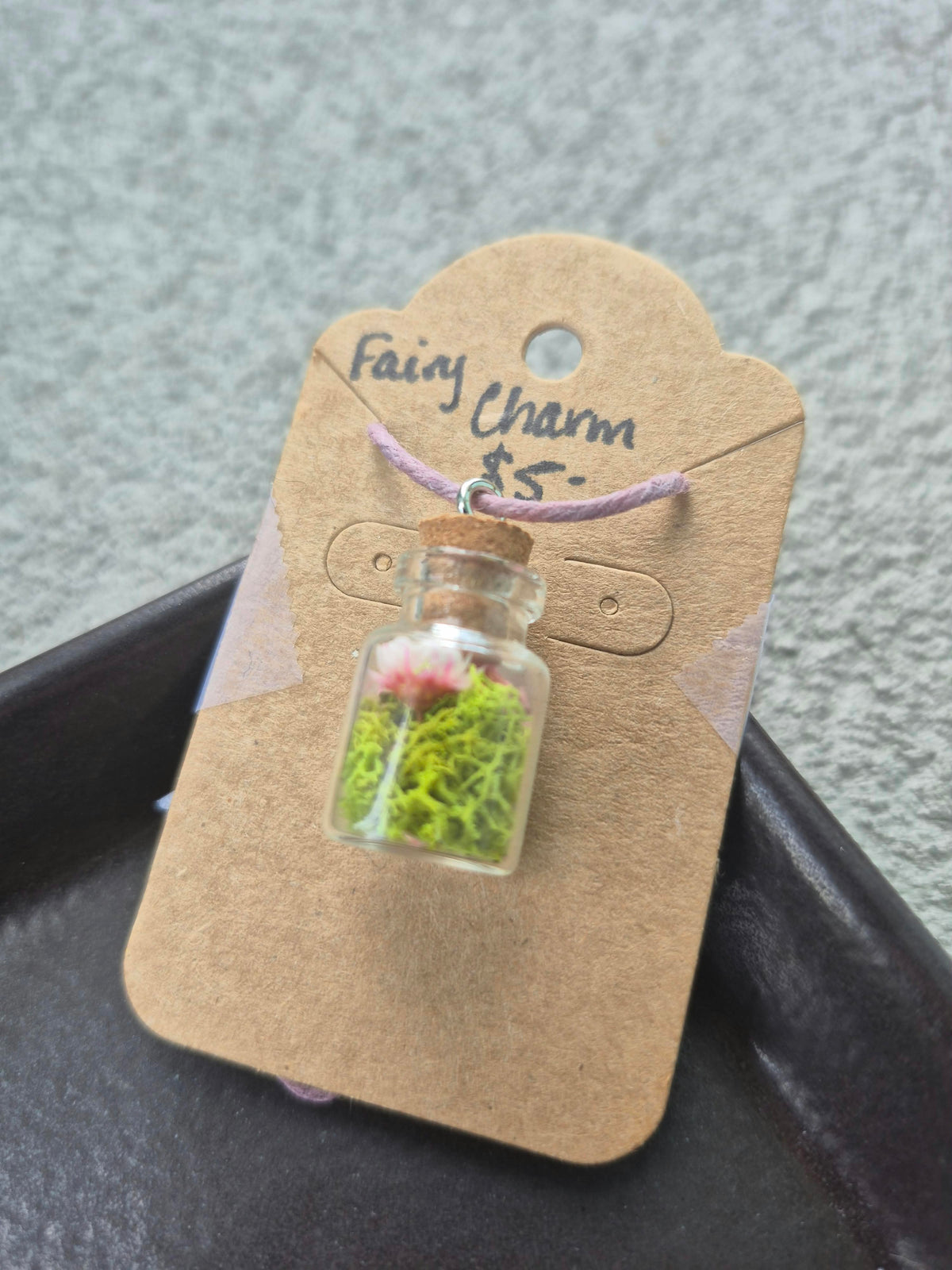 Fairy Charm Necklace- Small Strawflower
