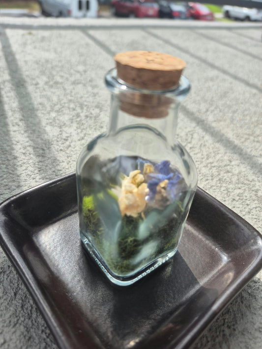 Blue Delphinium and White Statice Fairy Bottle