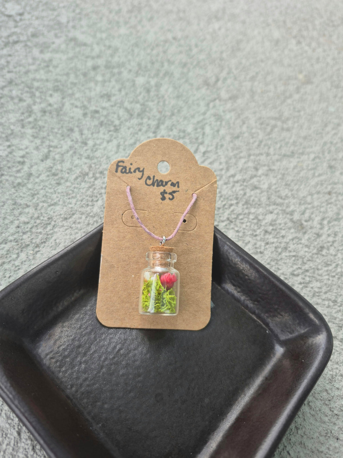 Fairy Charm Necklace- Small Strawflower